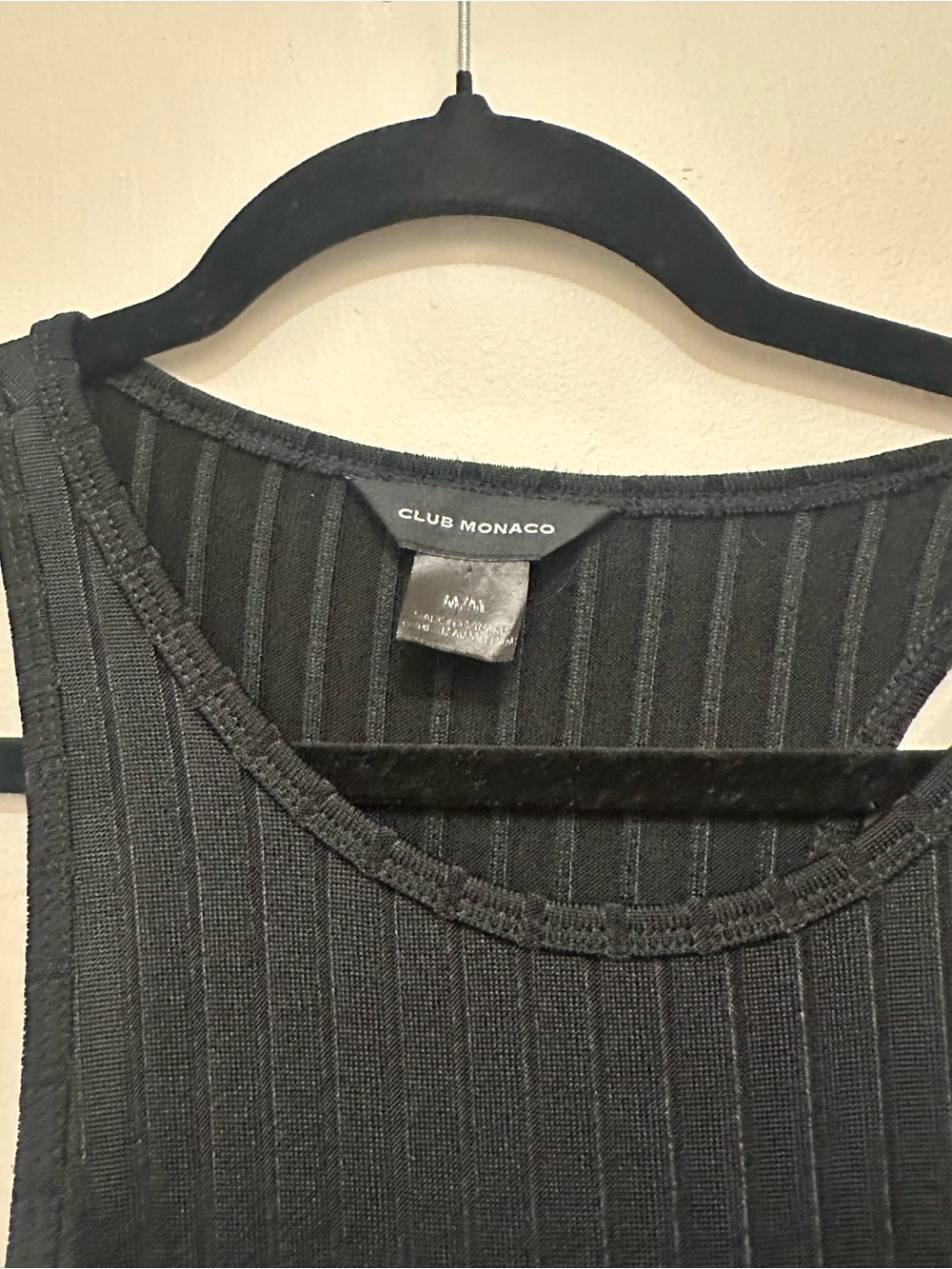 Club Monaco Black Ribbed Scoop Neck Tank